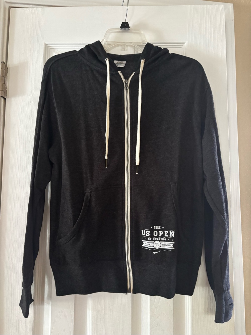 Dark Gray Full-Zip Hoodie with US of Surfing and Pacifico Logo